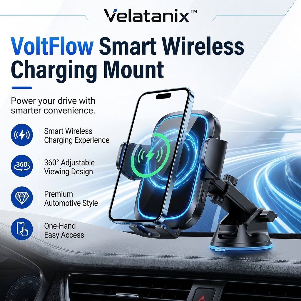 Velatanix™ VoltFlow Smart Wireless Charging Mount
